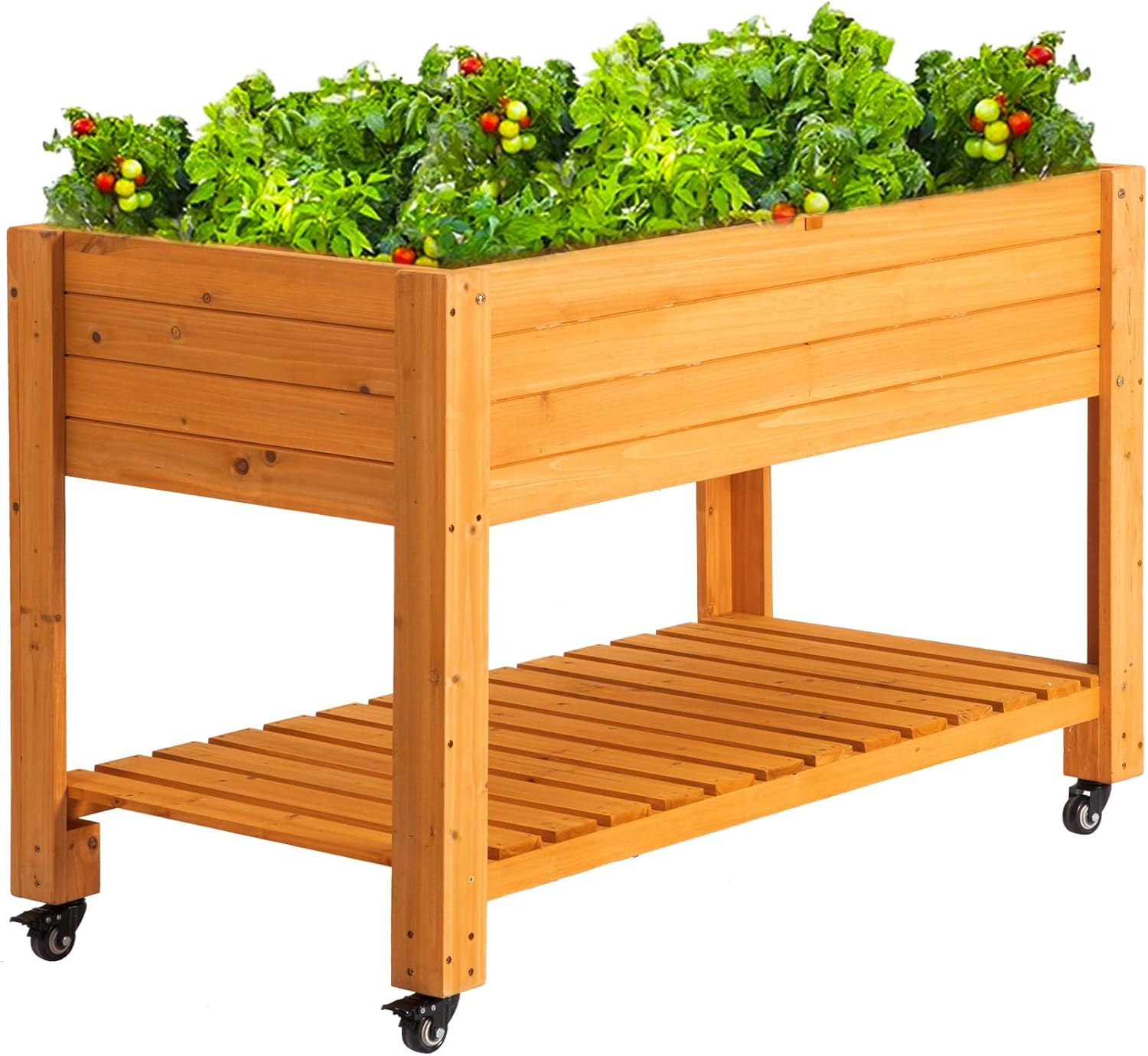 Raised Garden Bed - Mobiele houten verhoogde moestuinbak, hout, naturel,