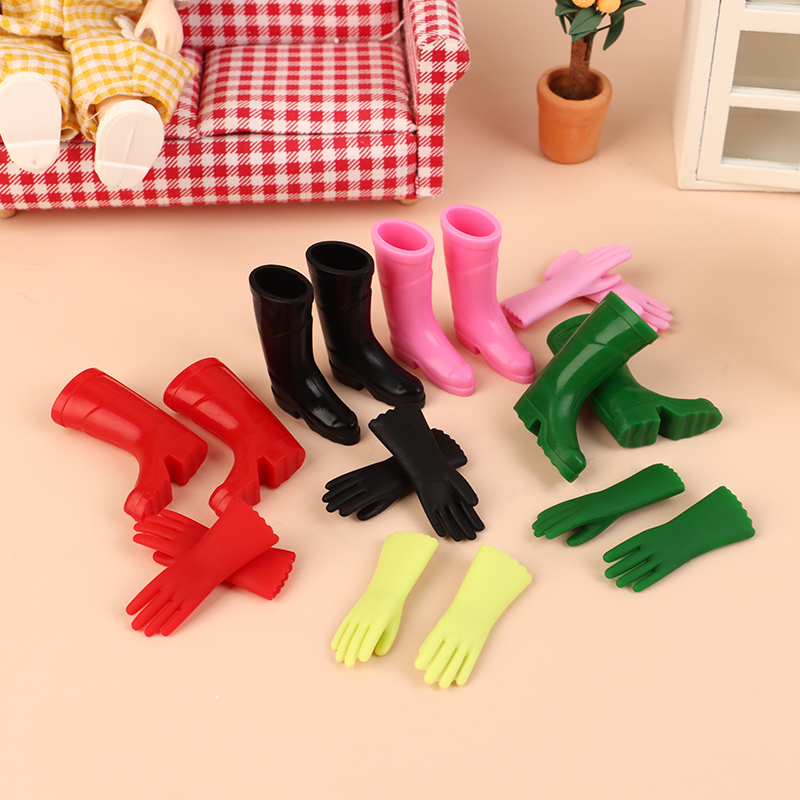 Garden Gloves - 1Set 1:12 Poppenhuis Miniatuur Regenlaarzen Tuinhandschoenen