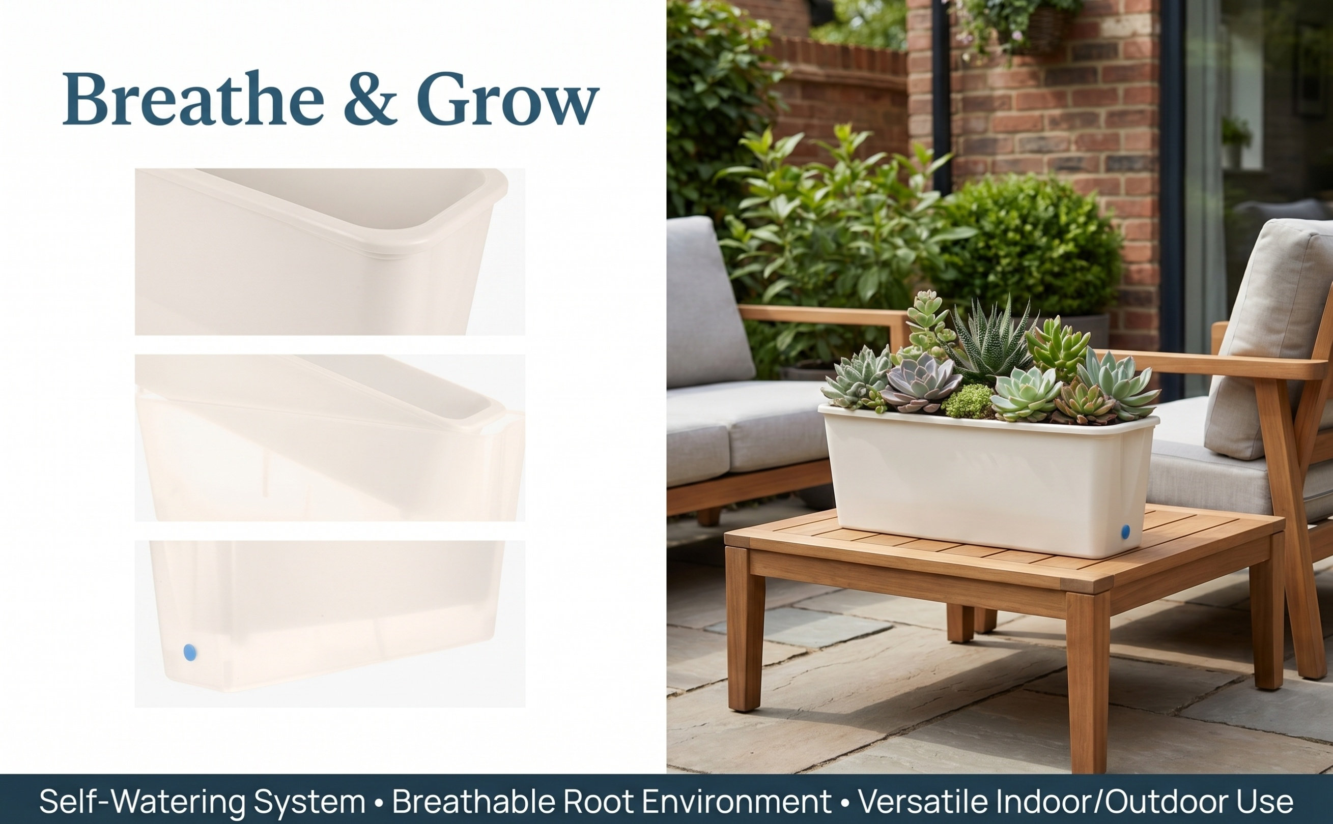 Rechthoekige, smalle plantenba - Self Watering Planter recensie en prijs